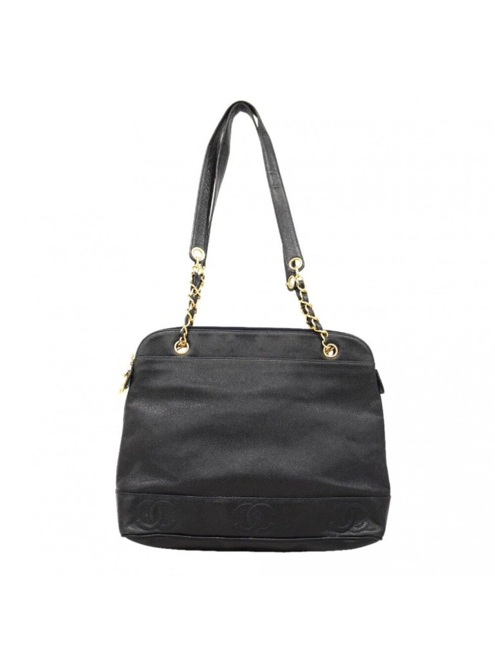 Chanel Shoulder Bag Triple Coco Caviar Leather Black Gold